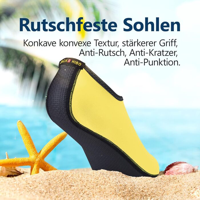 Чоботи для плавання JackShibo: жіночі та чоловічі, для пляжу, серфінгу та аквафітнесу (41/42 EU, Yellow)