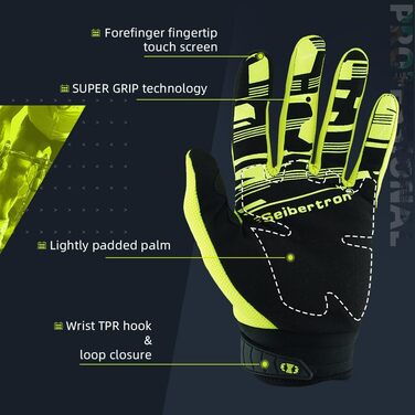 Рукавички велосипедні Seibertron Dirtclaw, гелеві, напівпальці, жовті, розмір XS (юніорські) для мотоцикла, BMX, MTB, спорту