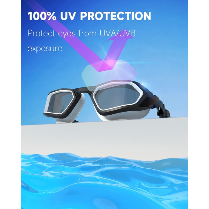 Окуляри для плавання Findway з антизапарюючим покриттям та UV-захистом, поляризовані, для чоловіків, жінок, підлітків, з запасним носовим упором, не пропускають воду, чіткий огляд, чорний & білий/поляризована димна лінза