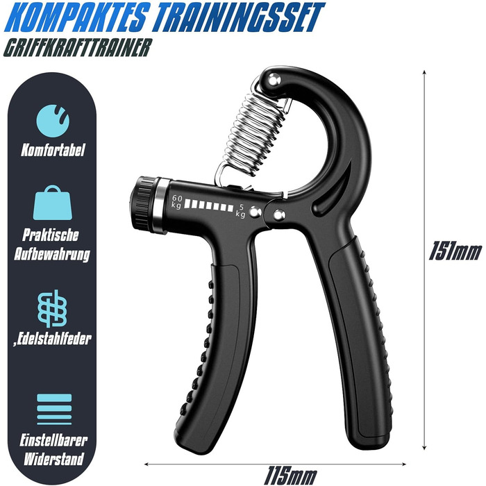 Набір для тренування зап'ястя 2 шт. (5-60 кг), тренажер для рук та зап'ястя, Grip, антиковзкий, для спортсменів та відновлення, FC0101 (Світло-сірий)