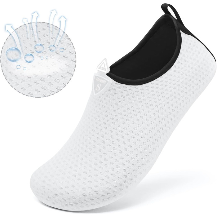 Водні черевики для плавання та відпочинку на пляжі: жіночі та чоловічі, розмір 39 EU, білі, принт сніжинки