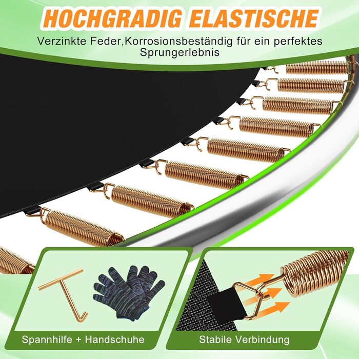 Батут Devoko Outdoor Ø228/305/366/427 см, сертифікат GS, посилені бічні перекладини, стабільний, міцний та надійний 427 x 427 x 265 см