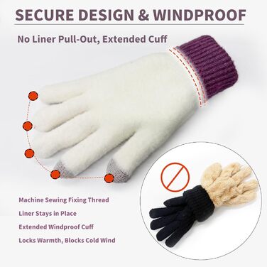 Зимові рукавички для чоловіків Daen Thero з підтримкою сенсорного екрану, в'язані рукавички з флісовою підкладкою, для занять спортом на відкритому повітрі, бігу, їзди на велосипеді, подарунок на зиму (L, Рожевий)