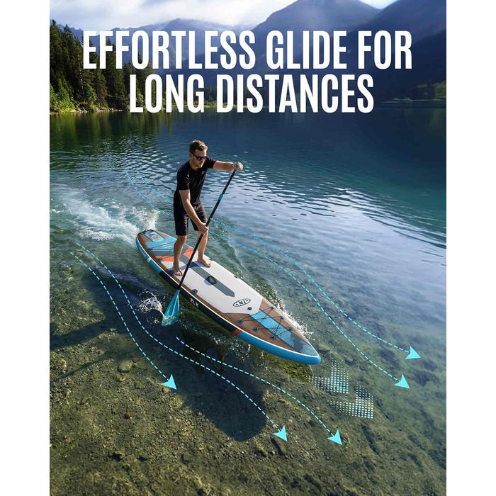 SUP дошка ZLX 350x83 см, набір для Stand Up Paddling, зелена (під дерево), до 200 кг