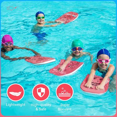 Плавальна дошка для дітей HeySplash з ручками та мультяшним малюнком, для навчання плаванню, червоно-рожева, 3-6 років
