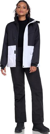 WOWULOVELY Жіночий зимовий комплект для катання на лижах, водонепроникний, вітронепроникний: куртка та штани, ізольований сноуборд, білий (M, Чорний)