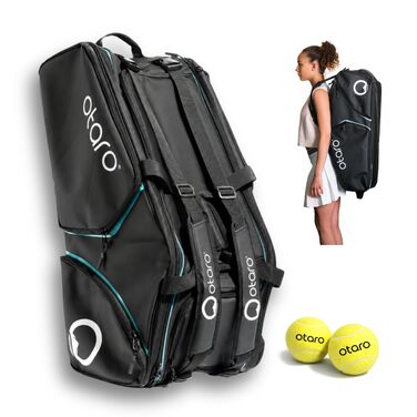 Сумка для тенісу Otaro Tennistasche 82L: Термосумка для 4 ракеток, відділення для взуття, охолоджувальний відсік, відділ для ноутбука. Водовідштовхувальна, чорно-синя