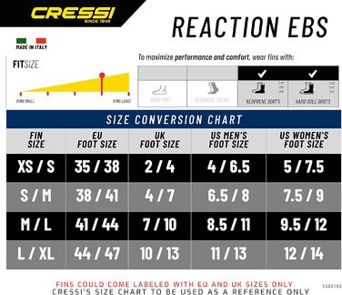 Ласти для дайвінгу Cressi Reaction EBS, високопродуктивні, з ремінцем EBS, розмір M/L (42/45), чорні/сріблясті