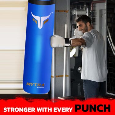 Боксерський мішок Mytra Fusion підвісний, без наповнювача для боксу, MMA, Muay Thai, карате - 2 розміри (5FT, синій)