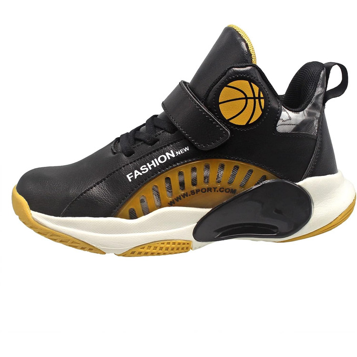 Дитячі кросівки для хлопчиків. Спортивні кросівки на липучці, розмір 30-40 (30 EU), чорний та золотий колір