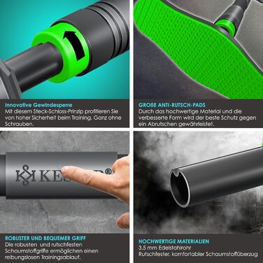 KESSER® Турнік для дверей регульований, турнік для домашніх тренувань, турнік без свердління, висувний 68-106 см, вантажопідйомність до 300 кг, з неслизькими ручками, з еластичними стрічками (зелені)