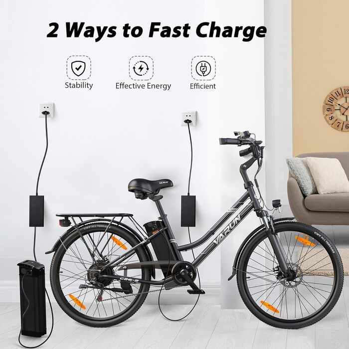 Електровелосипед VARUN 26 дюймів для міста, 250W, 48V Li-Ion акумулятор, LCD-дисплей, 4+1 режим, запас ходу до 80 км, для жінок та чоловіків