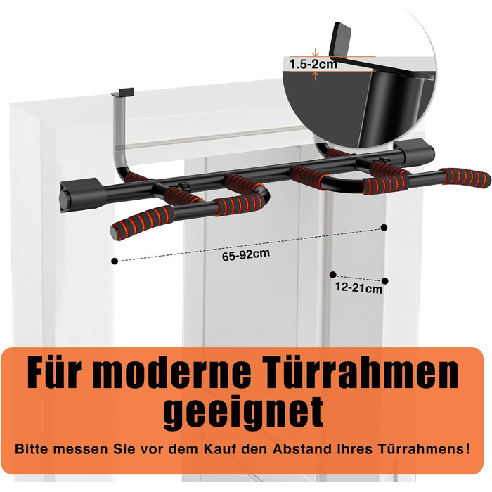 Кімнатна турнік DH FitLife для дверей без свердління, мультигрип | Турнік для підтягувань на двері, 65-92 см