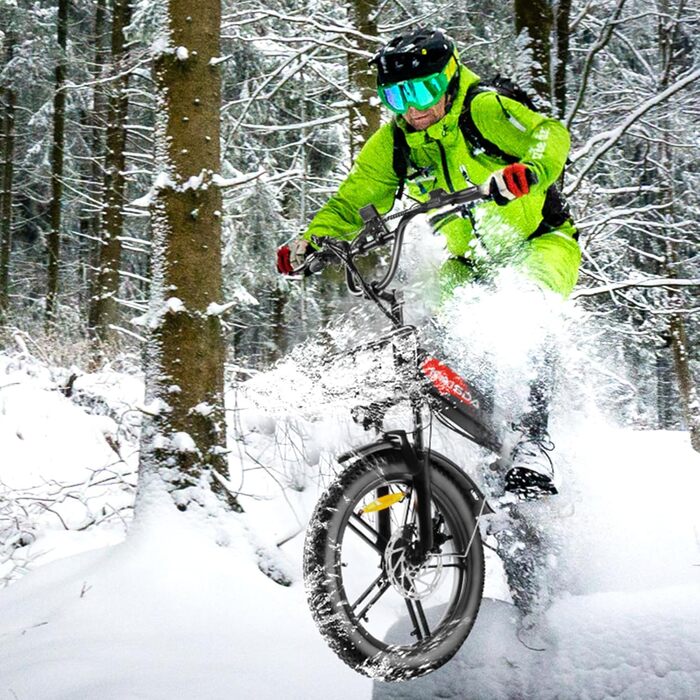Електровелосипед KAISDA складаний 20 дюймів Fatbike, 36V 20.8Ah подвійний акумулятор, 90 км запас ходу, вантажопідйомність 150 кг, для снігу, міста, пляжу, вага 33 кг, водонепроникний