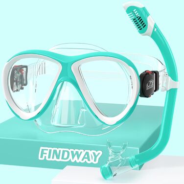 Дитяча маска для плавання та снорклінгу Findway B3-Aqua, панорамна 180°, силіконовий ремінець, антипротікання, для хлопчиків і дівчаток 3-14 років