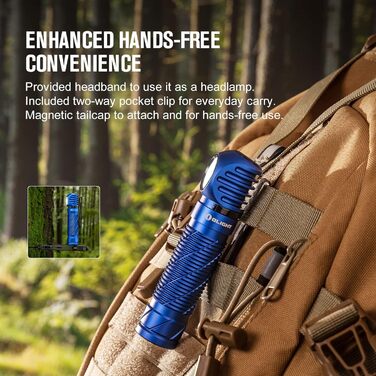 OLIGHT Perun 2: Налобний ліхтар 2500 люмен, 166 метрів освітлення, USB, 5 режимів, таймер, для бігу, риболовлі, кемпінгу (блакитний)