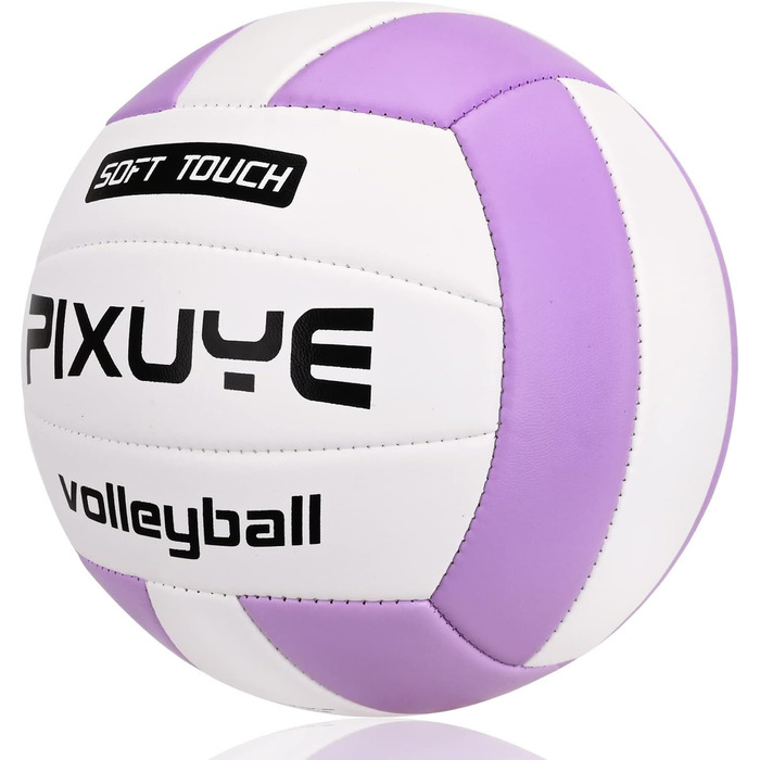 Волейбольні м'ячі PIXUYE, розмір 5, м'які для пляжу, дітей та дорослих, для ігор та тренувань у залі та на вулиці, фіолетово-білі
