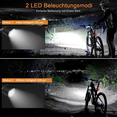 Owleye: комплект велоліхтарів на сонячній енергії, USB-зарядка (Type-C), StVZO, передній + задній ліхтар LED