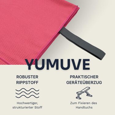 Рушник для фітнесу YUMUVE 125x50 см – спортивний рушник з покриттям для обладнання – нековзний & швидковисихаючий – мікрофібра рифленої текстури – ідеальний для спортзалу, тренажерного залу, йоги, тренувань – 5 кольорів (рожевий)