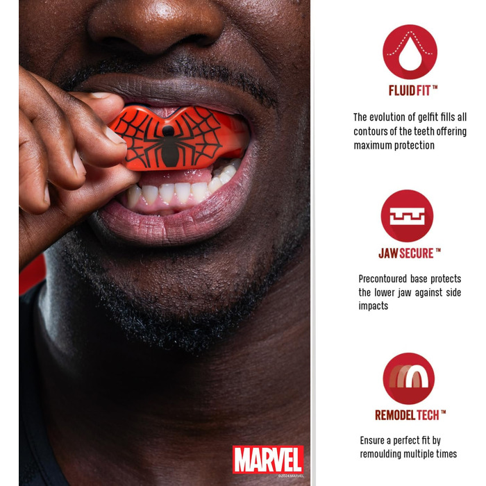 Спортивна капа Marvel Spider-Man для брекетів, універсальна, для контактних видів спорту: регбі, MMA, єдиноборства, кікбоксинг, дзюдо, хокей, бокс