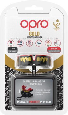 Охоронна капа OPRO Gold для дорослих і дітей, захист щелепи для боксу, ММА, лакросу, хокею, єдиноборств, чорна/червона, комфортна, розмір 10+