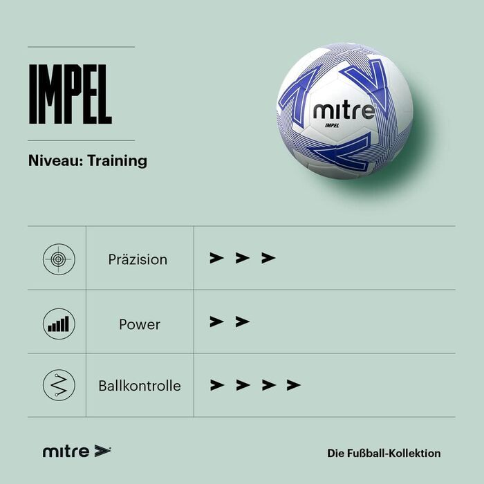 Футбольний м'яч Mitre Impel L30P біло-чорний, зносостійкий та стійкий до деформації