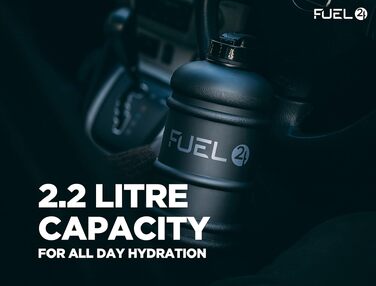 Спортивна пляшка для води Fuel24 на 2,2 л з кришкою Pop-up або трубочкою, велика ємність, без BPA, чорна
