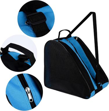 Сумка для роликових ковзанів, унісекс, з регульованим плечовим ременем, блакитна. Підходить для жінок, чоловіків, дітей.