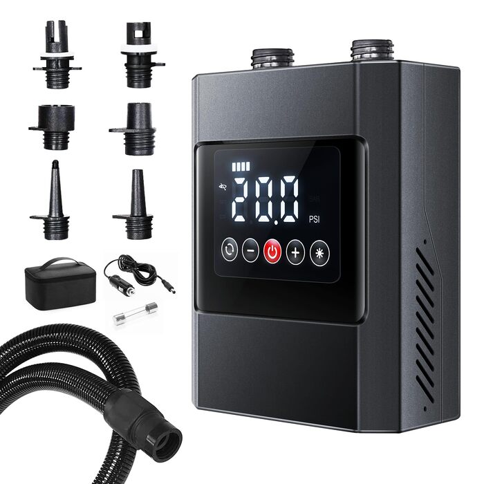 Електричний насос CYCLAM Q2 SUP 20 PSI з акумулятором для накачування човнів, дощок та інших надувних виробів + адаптер 12V DC
