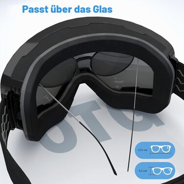 Магнітні гірськолижні окуляри YH212 з wymienними лінзами для унісекс, червоно-чорні (REVO Red, VLT 16%)