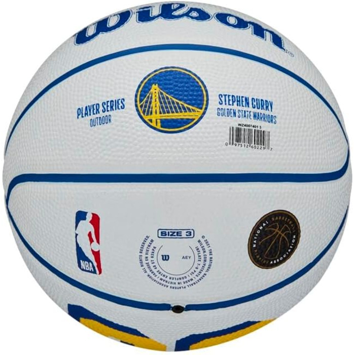 Баскетбольний м'яч Wilson NBA Player Icon для вулиці, розмір 7 (74,9 см) та міні розмір 3, Golden State Warriors