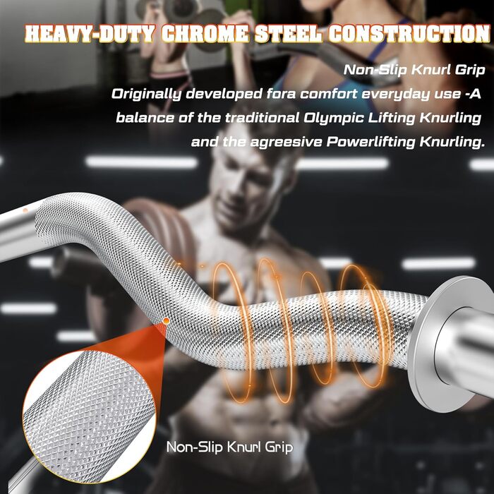 WINNOW Curlstange EZ Bars Комплект: штанга та гантельні рукоятки для важкої атлетики, паверліфтингу, присідань, випадів, тренувань у спортзалі