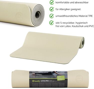 Килимок для йоги Bodhi Lotus Pro | Нековзний килимок для занять спортом, гімнастикою, пілатесом та фітнесом | Антиковзний килимок для йоги | Гіпоалергенний тренувальний килимок Темно-зелений/Зелений (пісок/світло-сірий)