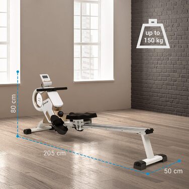 Capital Sports Row Shaper M1: Тренажер для дому з 8 рівнями магнітного опору, LCD-монітором та колесами, для кардіотренувань