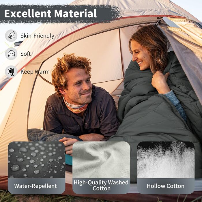 Спальний мішок Naturehike для дорослих, легкий прямокутний, з'єднуваний, 3-сезонний, для кемпінгу та піших прогулянок, сірий