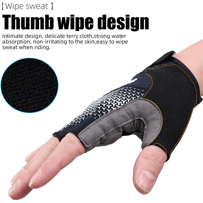 Велосипедні рукавички без пальців, з підкладкою, для гірського велосипеда, антиковзаючі, дихаючі, чорні, для чоловіків та жінок, розмір S