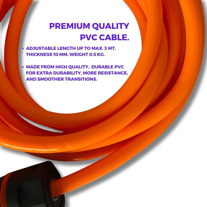 Скакалка Elevate Gravity Heavy Rope 3м, 10мм, обтяжена, для кардіо, схуднення та силових тренувань, з гладкими підшипниками, для дому та вулиці
