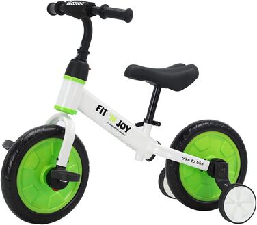 Дитяче велосипед UBRAVOO Fit 'n Joy 4-в-1: біговел, триколіс, велосипед з підтримкою, для дітей 2-5 років (блакитний/зелений)