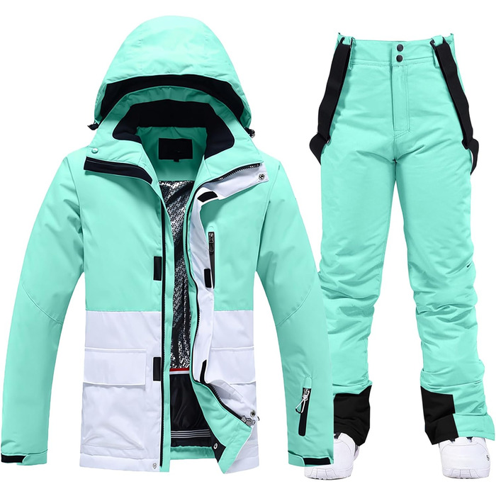 Дитячий комплект лижного одягу Odiche: куртка та штани, водонепроникний, вітронепроникний, кольоровий принт, зелений, розмір S