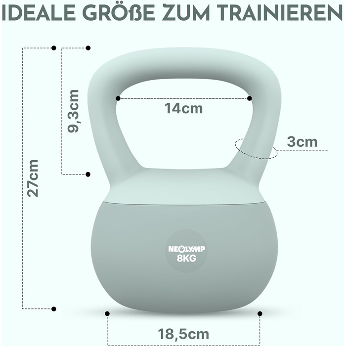 NEOLYMP Soft Kettlebell: м'яка гантеля для фітнесу з регулюванням ваги 2-12 кг, Sky-blue (8 кг)