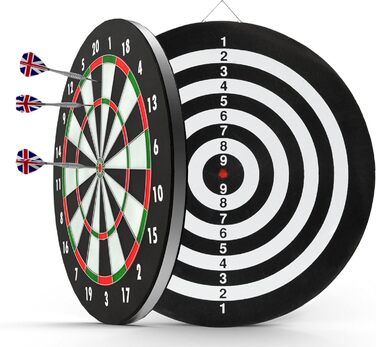 Stagecaptain DBP-1810 Bullseye паперова дартс-дошка з дротиками, двостороння, набір для початківців, 6 дротиків, 4 набори хвостовиків