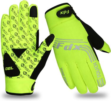 Фетровий велосипедний рукавиця FDX для чоловіків - вітронепроникні та водовідштовхувальні, теплі, з гелевою підкладкою, підтримка сенсорного екрану, неслизьке зчеплення, для велосипедів, MTB та електровелосипедів, жовті, XL