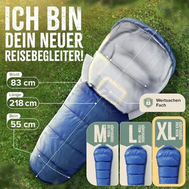 Сплячий мішок ONLYHIKE® Outdoor I [300GS] - легкий 1700g для весни, осені та зими (-5°C до 10°C). XL, Зелений/Синій