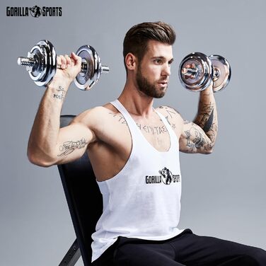 Диск для штанги GORILLA SPORTS 10 кг, чавунний, 30 мм, хромований – вага для штанги та гантелей, фітнес аксесуар