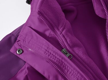 Жіноча 3-в-1 куртка Ysento: водонепроникна, вітрозахисна, з флісовою підкладкою та знімна капюшон. Функціональна зимова куртка для активного відпочинку. Розмір M, фіолетовий колір.