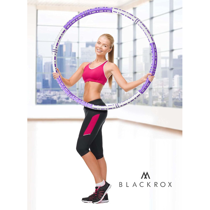 Обруч для фітнесу BLACKROX HOOPAROX: регульована вага 1,2-4 кг, фітнес, масаж, схуднення, для дорослих, фіолетовий та білий