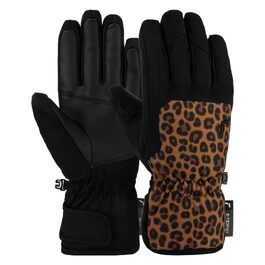 Жіночі гірськолижні рукавички Reusch Keira R-TEX® XT 8, водонепроникні, чорні/коричневі/леопард