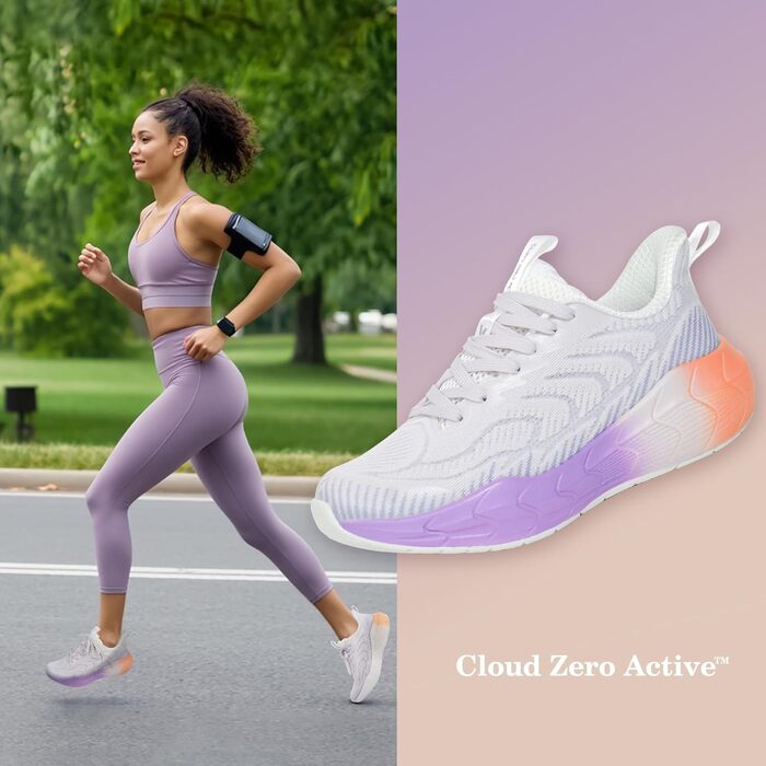 Кросівки Hawkwell Cloud Zero Active жіночі для трекінгу та тенісу, білі з фіолетовим, 37 EU, дихаючі, нековзні