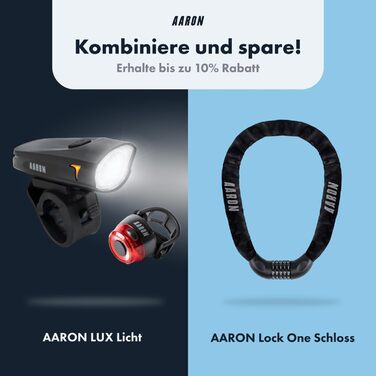 Комплект велосипедних ліхтарів AARON 50 LUX для міських велосипедистів та електровелосипедів, StVZO, USB-зарядка, водонепроникний, передній і задній ліхтар