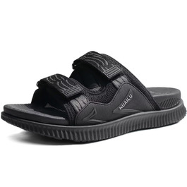 Чоловічі спортивні сандалі KuaiLu з м'якою устілкою, літні шльопанці на липучці, чорні, розмір 43 EU